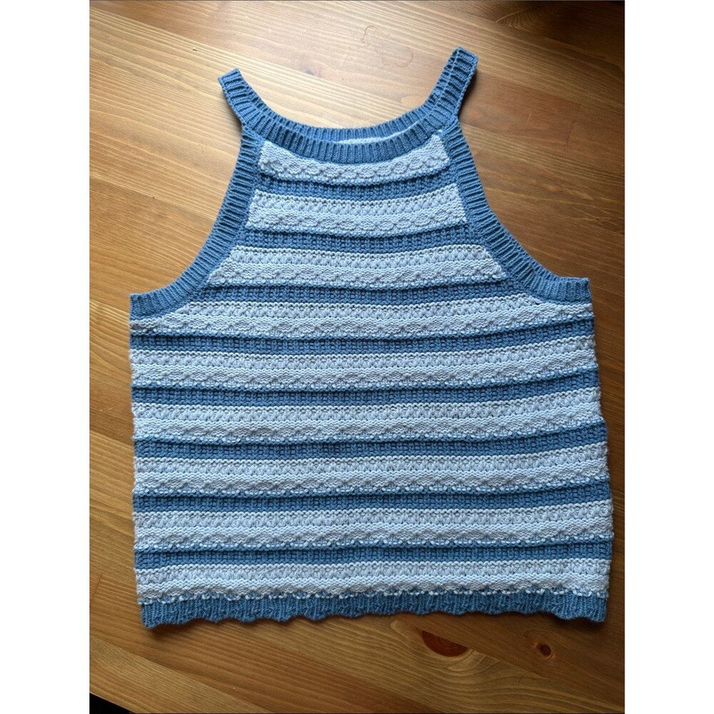 XL art class Blue Striped Knit Tank‎ Top